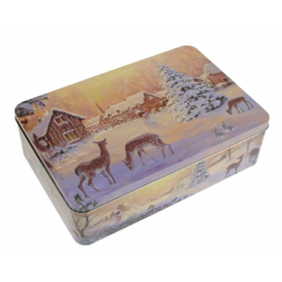 Karácsonyi fémdoboz dombornyomott - Winter Nostalgia