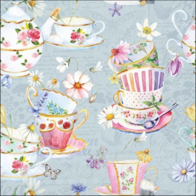 Tea cups blue papírszalvéta 33x33cm, 20db-os