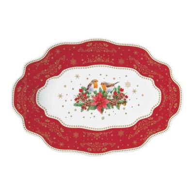 Karácsonyi porcelán ovális tál - Christmas Melody