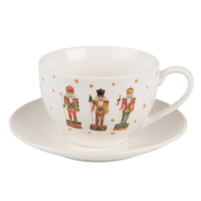 Karácsonyi Diótörő mintás porcelán csésze aljjal - 200ml - Happy Little Christmas