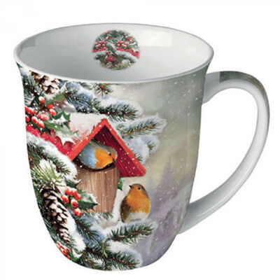 Karácsonyi Porcelán bögre - 400ml - Vörösbegy