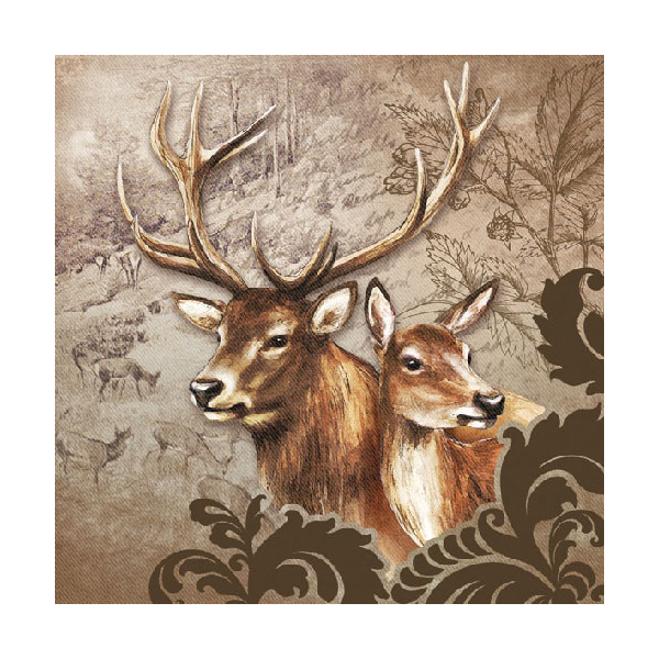 Deer Couple Brown papírszalvéta 33x33cm, 20db-os