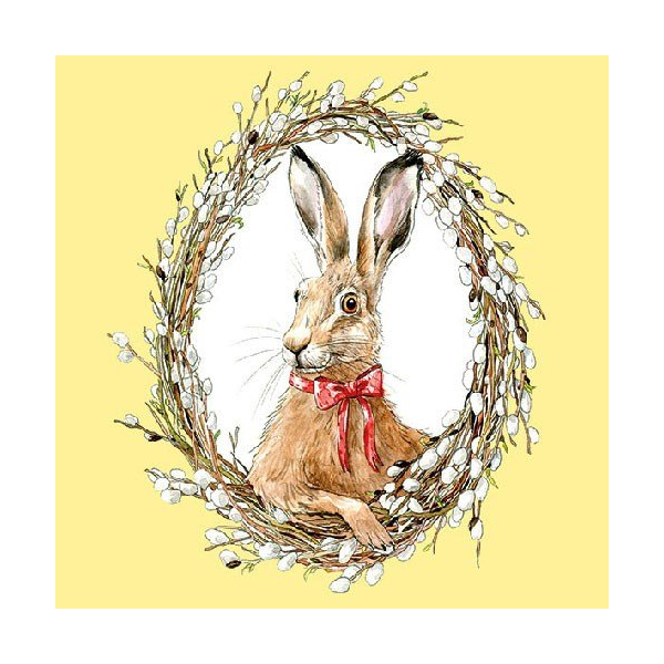 Húsvéti szalvéta 33x33cm, 20db-os - Bunny Portrait Yellow