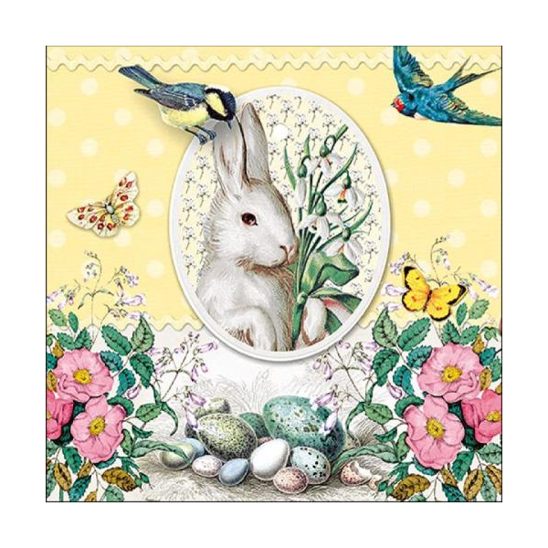 Húsvéti szalvéta 33x33cm, 20db-os -  White Rabbit Yellow