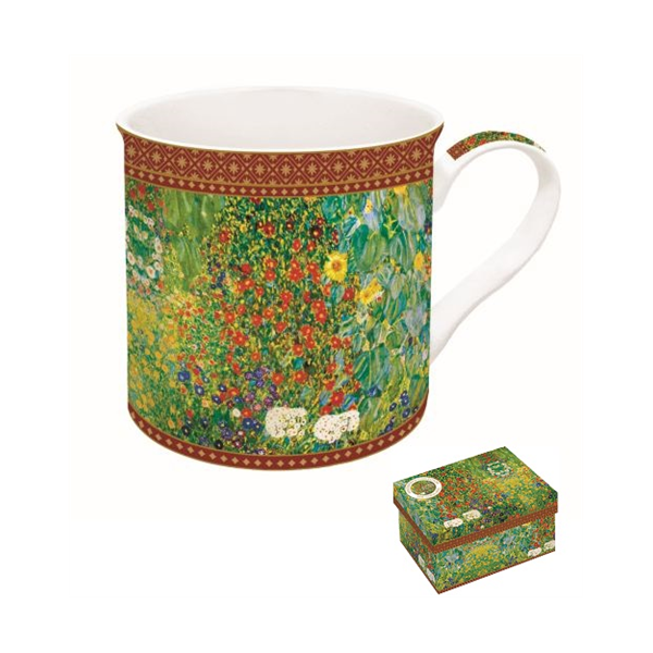 Porcelán bögre - 300 ml - Klimt: Kert napraforgókkal