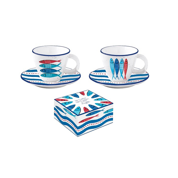 Porcelán eszpresszós csésze és alj - 120ml - Sardine's Party