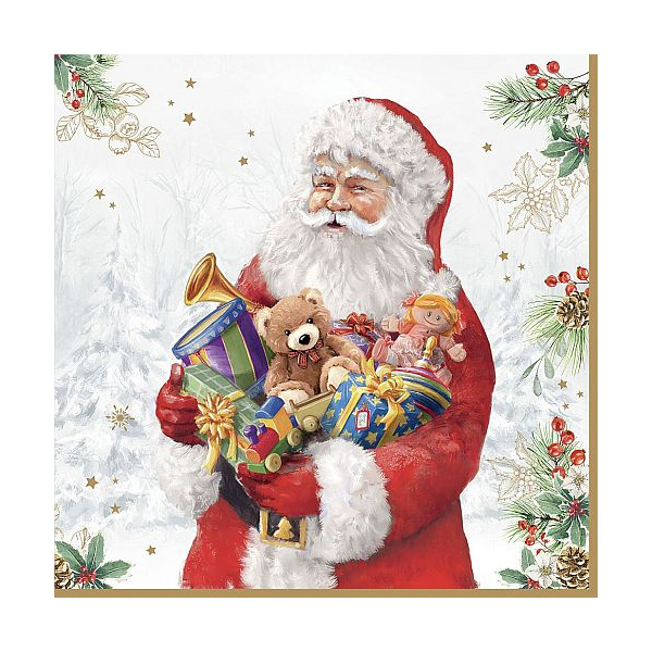 Karácsonyi papírszalvéta - 33x33cm - Santa is Coming