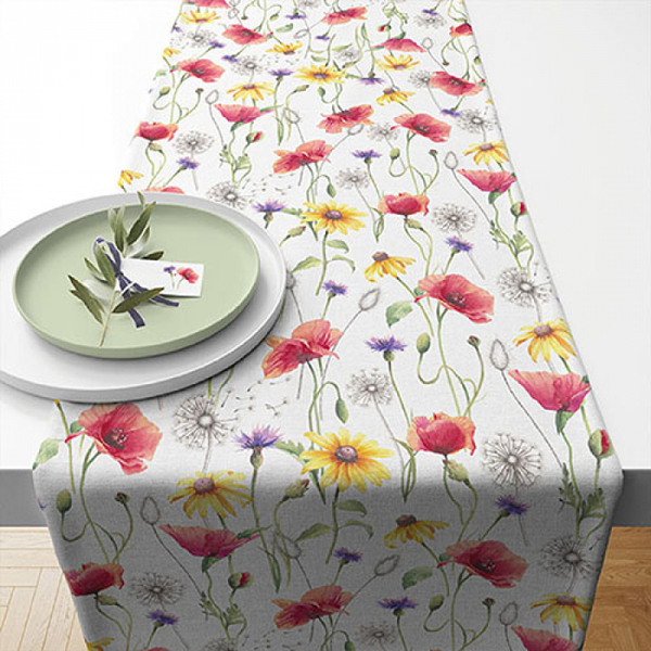 Pipacsos pamut asztali futó - 40x150cm - Poppy Meadow 