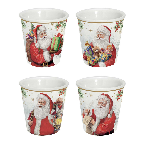 Karácsonyi porcelán eszpresszó kávés pohár szett - 100ml - Santa Is Coming