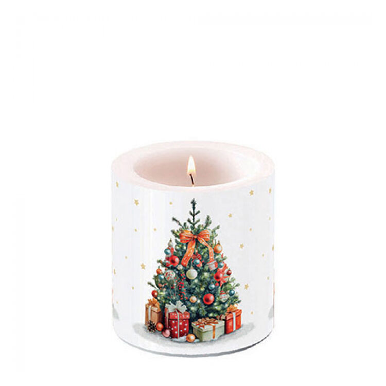 Karácsonyi ávilágítós gyertya 8x7,5cm Decorated Christmas tree
