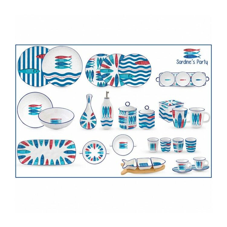 Porcelán tálca - 40x17 -  Sardine's Party