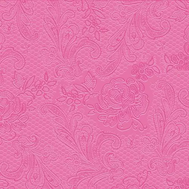 Lace Embossed pink papírszalvéta 25x25cm, 15db-os