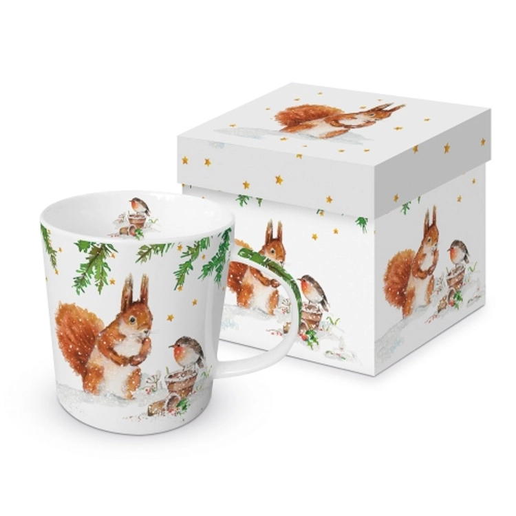 Porcelán bögre 0,35l, dobozban, Squirrel & Robin