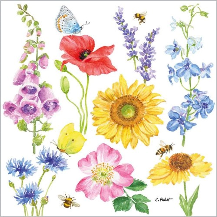 Flowers & Bees papírszalvéta 33x33cm, 20db-os