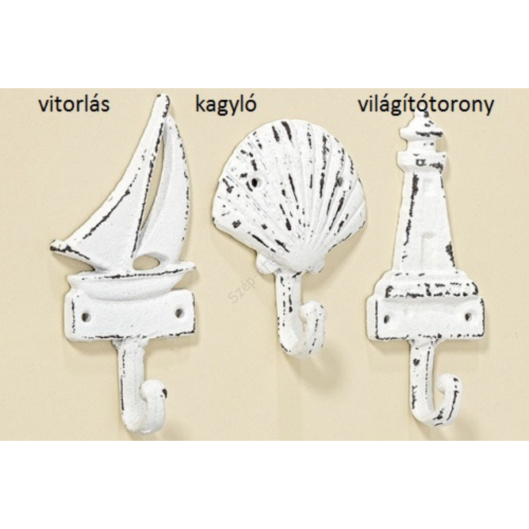 W.B.1002584 Antik fehér fém tenger fogas 11cm