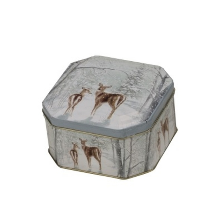 Karácsonyi fémdoboz - 103x103x55mm - Bambi