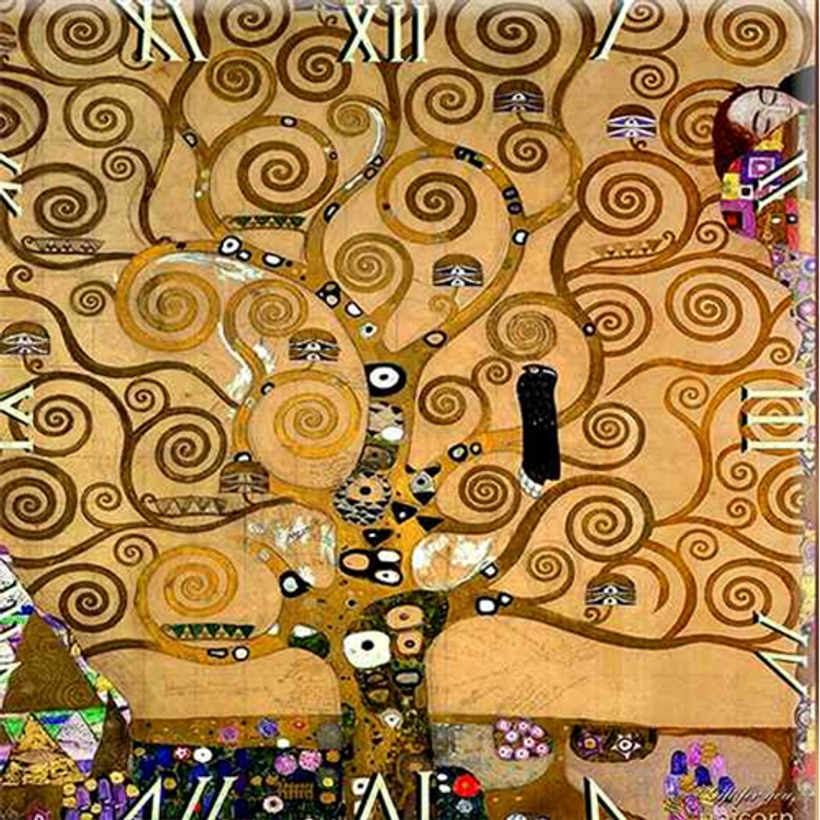 Üveg falióra - 30x30cm - Klimt: Életfa