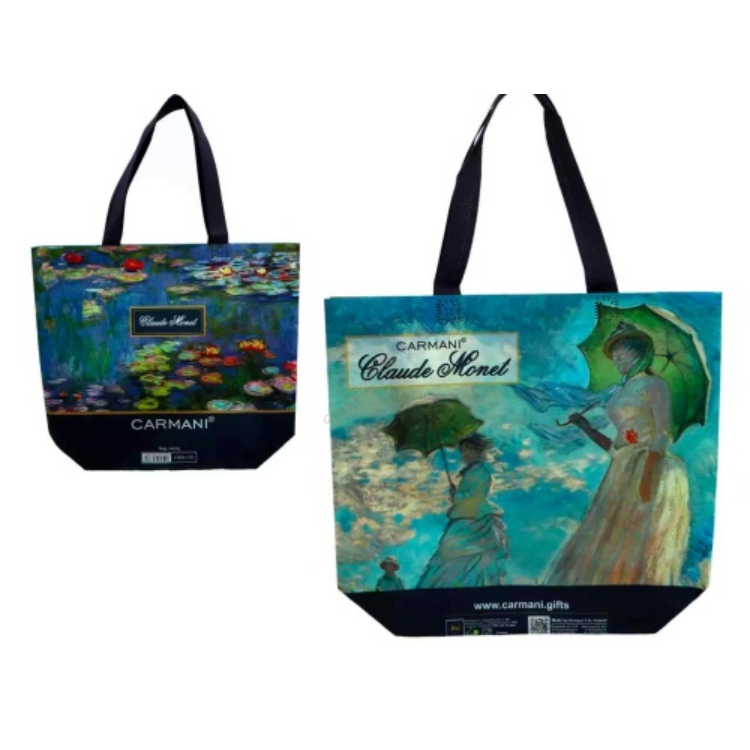 Válltáska mindkét oldalán mintás - Monet: Hölgy esernyővel/Vizililiom