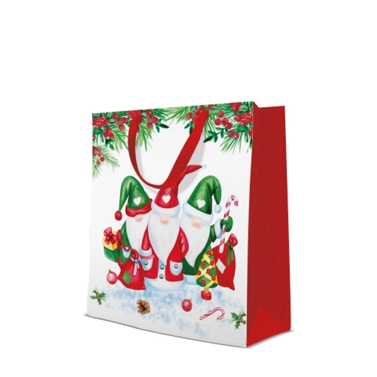 Christmas Gnomes papír ajándéktáska, large 26,5x33,5x13 cm