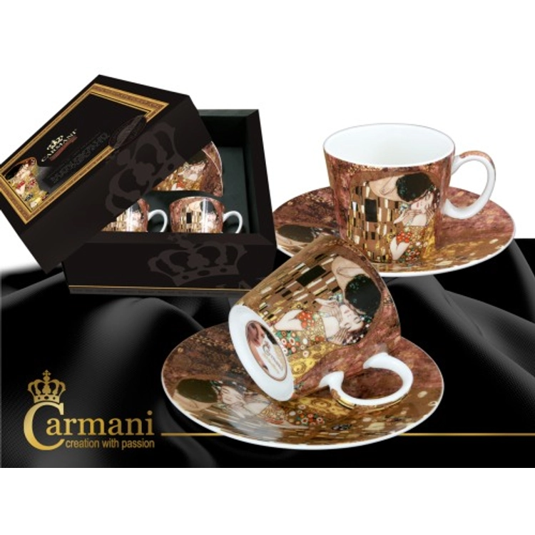 Carmani Porcelán csésze és alj szett - 100 ml, Klimt: The Kiss