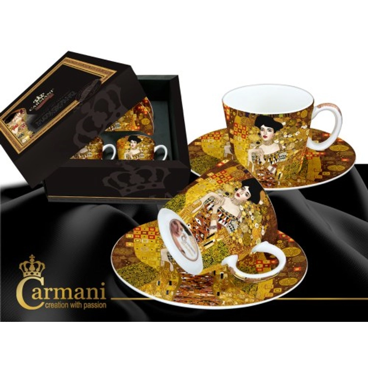Carmani Porcelán csésze és alj, 125 ml, Klimt: Adele Bloch