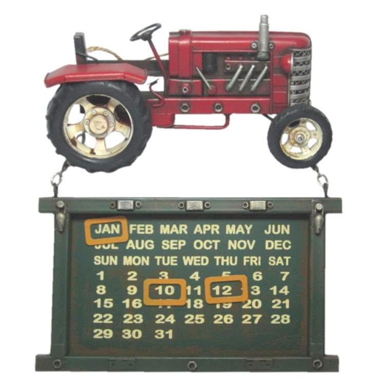 Clayre & Eef JJTR0008 Fém falikalendárium traktoros 30x28x6cm