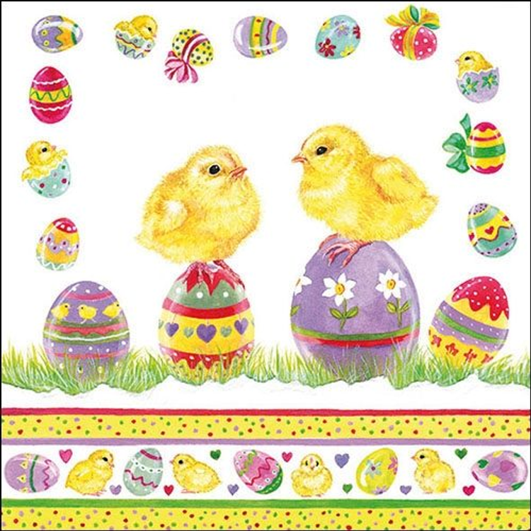 Húsvéti mintás papírszalvéta, 33x33cm - Chicksn on Eggs