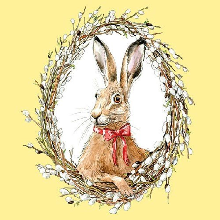 Húsvéti szalvéta 33x33cm, 20db-os - Bunny Portrait Yellow