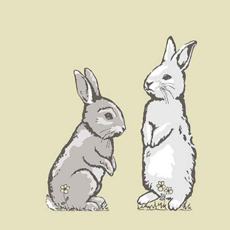Húsvéti papírszalvéta 33x33cm, 20db-os - Two Rabbits Green