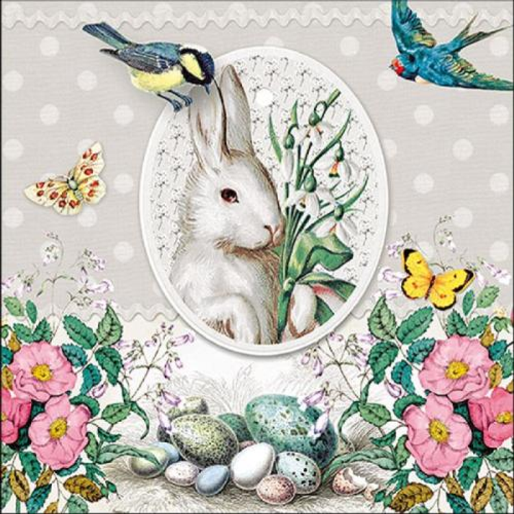 Húsvéti szalvéta 33x33cm, 20db-os - White Rabbit 