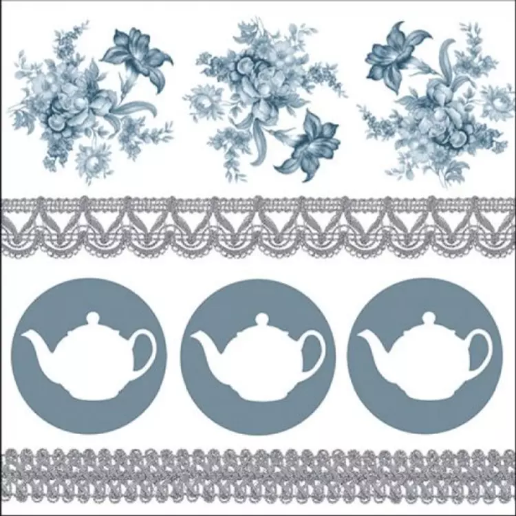Teapots Blue papírszalvéta 33x33cm, 20db-os