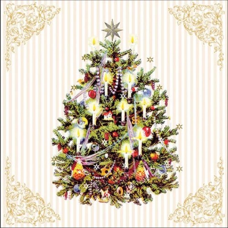 Karácsonyi szalvéta 33x33cm,  20 db-os - X-mas Tree Cream