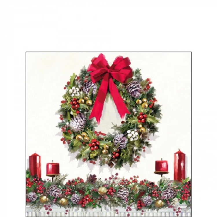 Bow On Wreath papírszalvéta 25x25cm, 20db-os