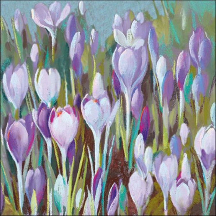 Krókusz virág mintás papírszalvéta 33x33cm, 20db-os