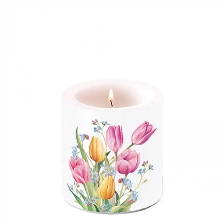 Atvilágítós gyertya - 8x7,5cm - Tulips Bouquet