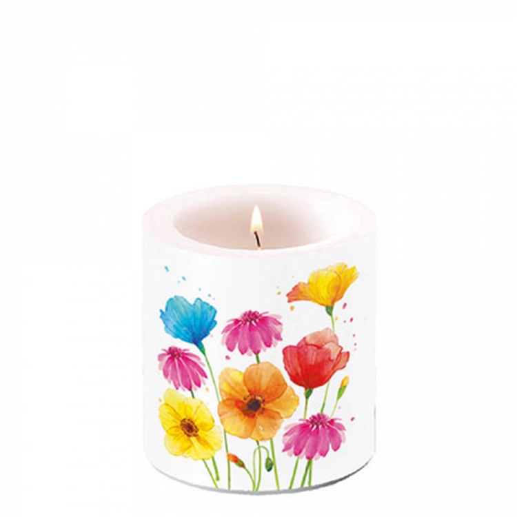 Átvilágítós gyertya - 8x7,5cm - Colourful Summer Flowers