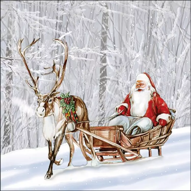 Santa in snowy forest papírszalvéta 33x33cm, 20db-os