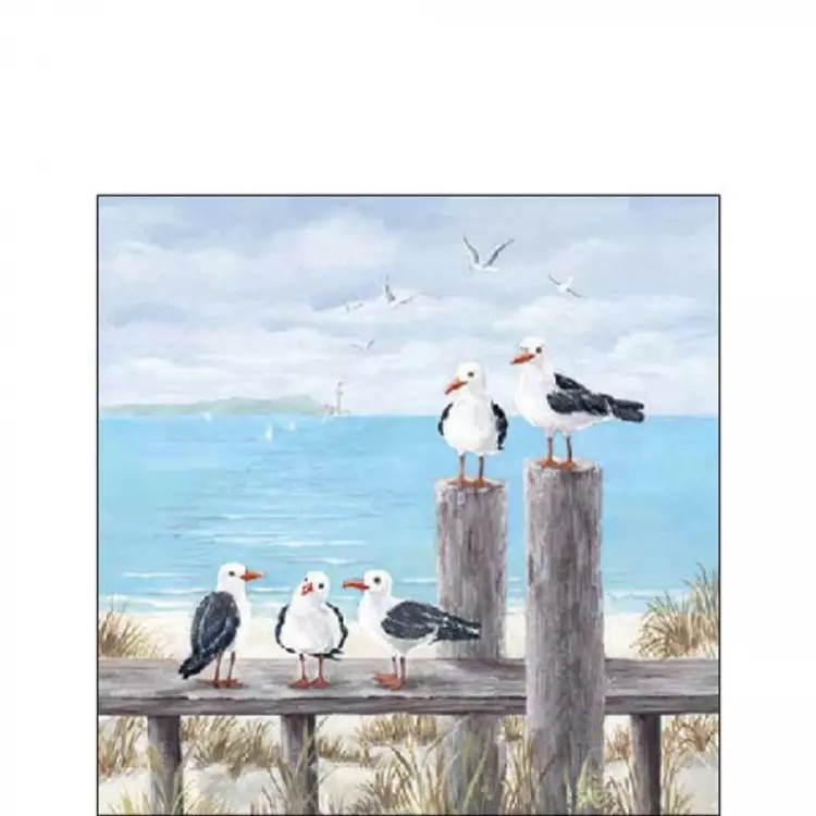 Papírszalvéta 25x25cm, 20db-os - Seagulls on the dock