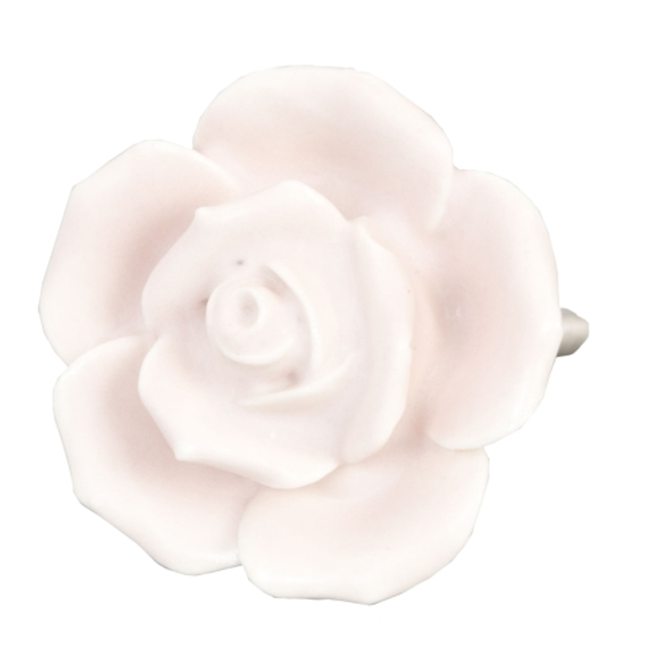 Kerámia virág ajtófogantyú, rózsaszín, 4x5cm