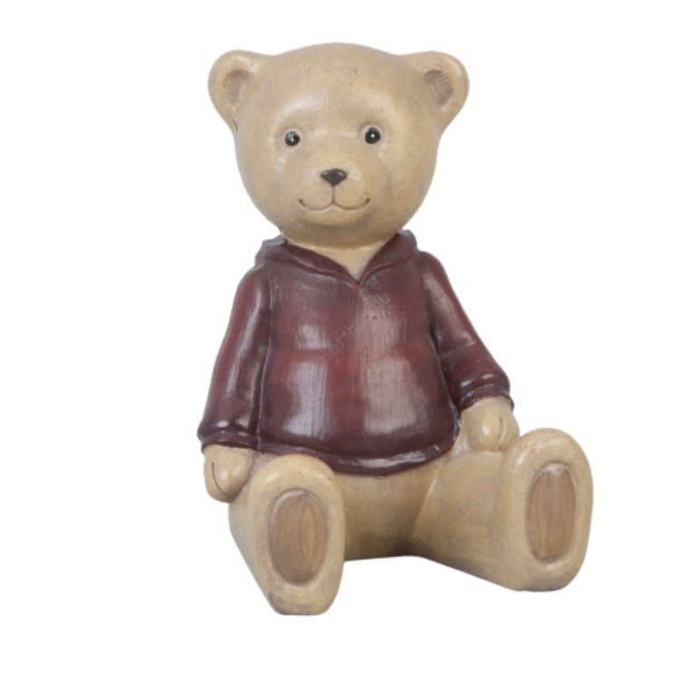 Clayre & Eef 6PR0349 Nosztalgikus dekor figura maci piros pulcsis 8x6x9cm