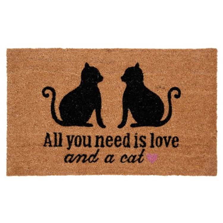Clayre & Eef MC109 Lábtörlő 75x45cm, macskákkal  " All you need is love and a cat "