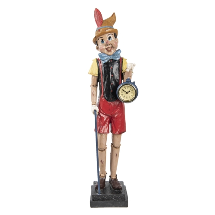 Pinokkió figura órával 13x12x51cm, műanyag