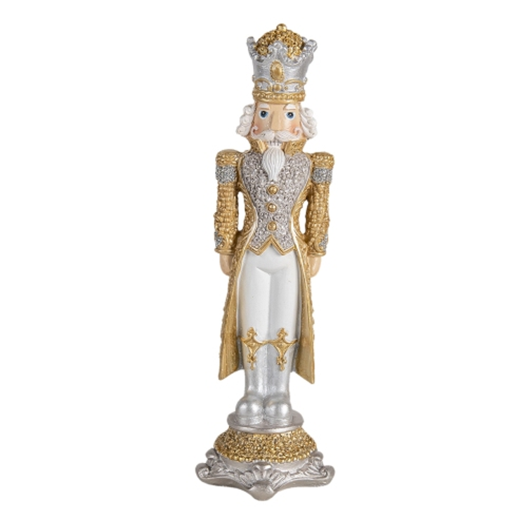 Diótörő figura koronás, arany-ezüst kabátban