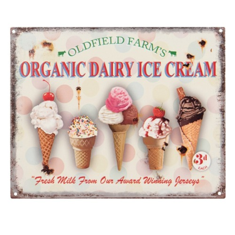 Fém falikép - 25x1x20cm - Organic Dairy Ice Cream