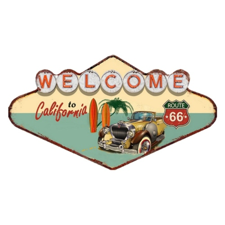 Fém falikép - 49x27cm - Welcome to California