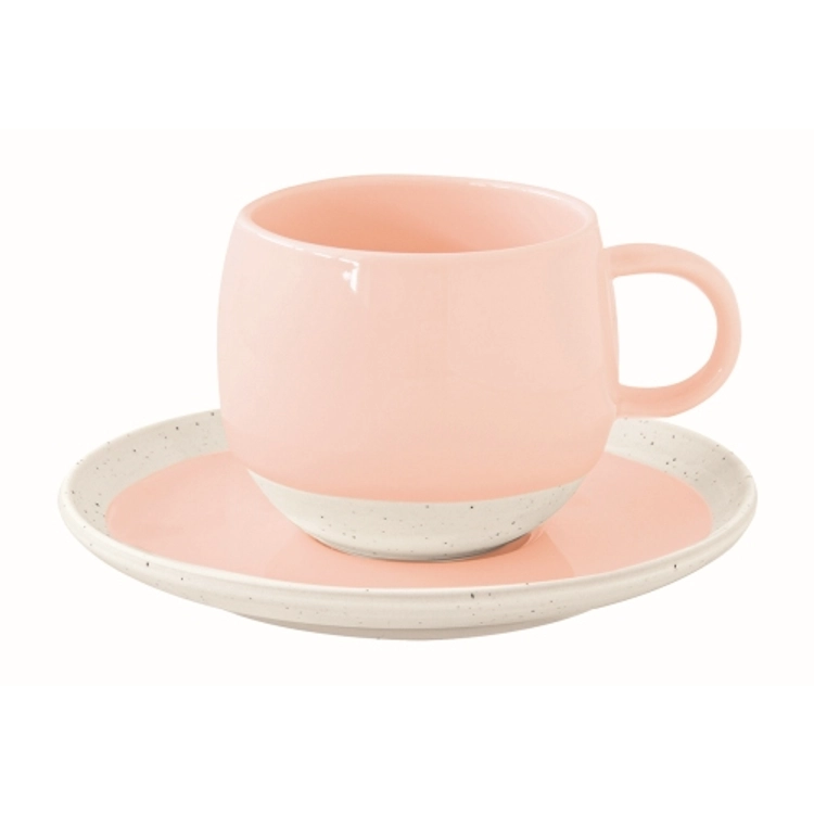 Porcelán csésze+alj, 250ml, Pastel & Trend Pink
