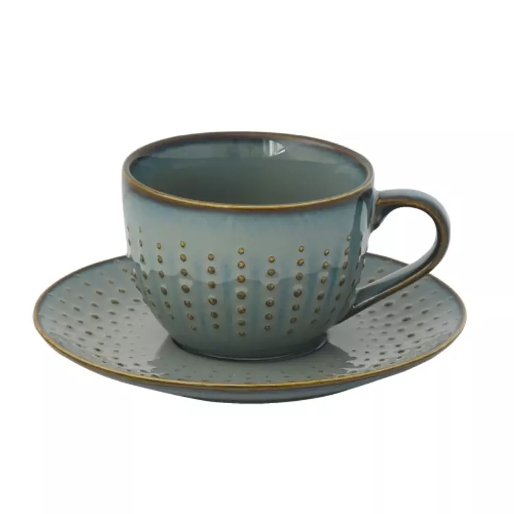 Porcelán teás csésze és alj - 250ml - Drops Celadon