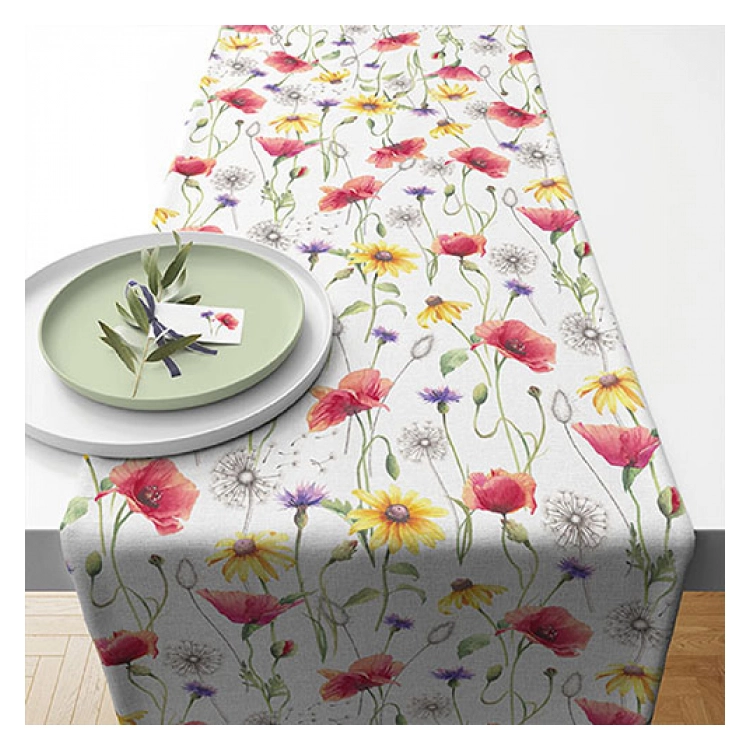 Pipacsos pamut asztali futó - 40x150cm - Poppy Meadow