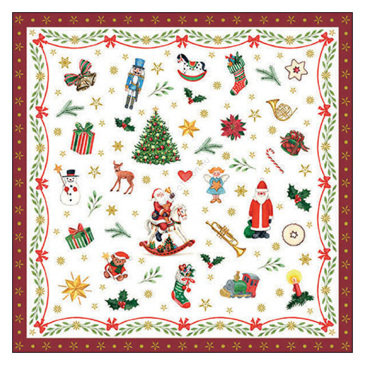 Ornaments All Over red papírszalvéta 33x33cm, 20 db-os