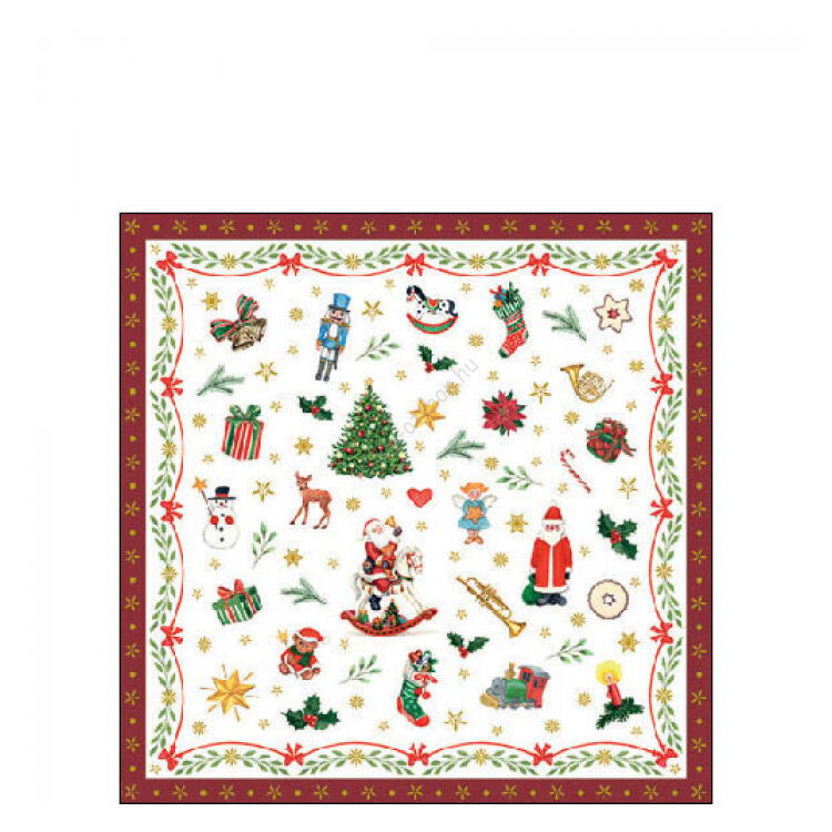 Ornaments All Over red papírszalvéta 25x25cm, 20 db-os